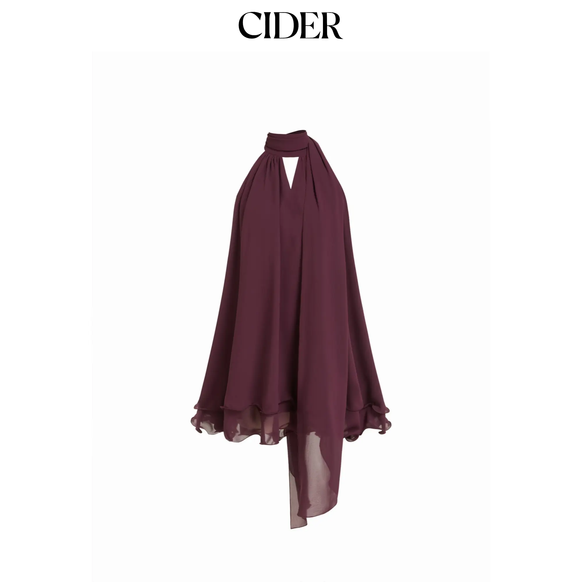 Cider Chiffon Cowl Neck Cut Out Oversized Babydoll Mini Dress SummerFinds