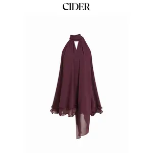 Cider Chiffon Cowl Neck Cut Out Oversized Babydoll Mini Dress SummerFinds