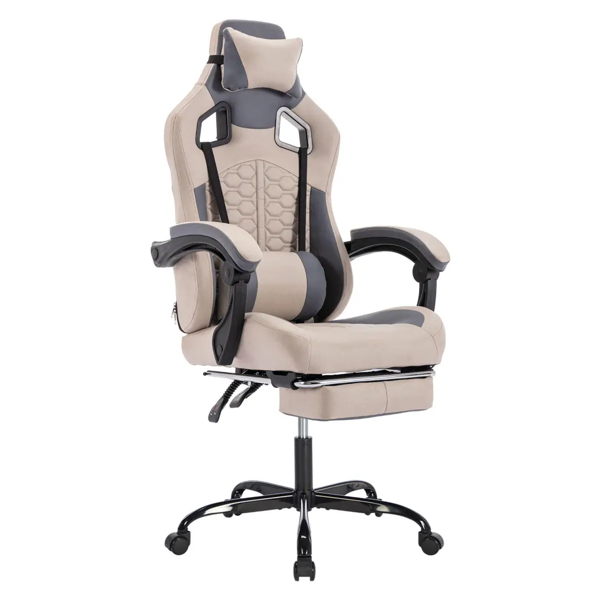 Adjustable Gaming Recliner Computer Chair with Footrest, Ergonomic Support Chair & Stool, High Back PVC Leather, Lumbar & Headrest Support, 300lbs Capacity, Adjustable Gaming Chair