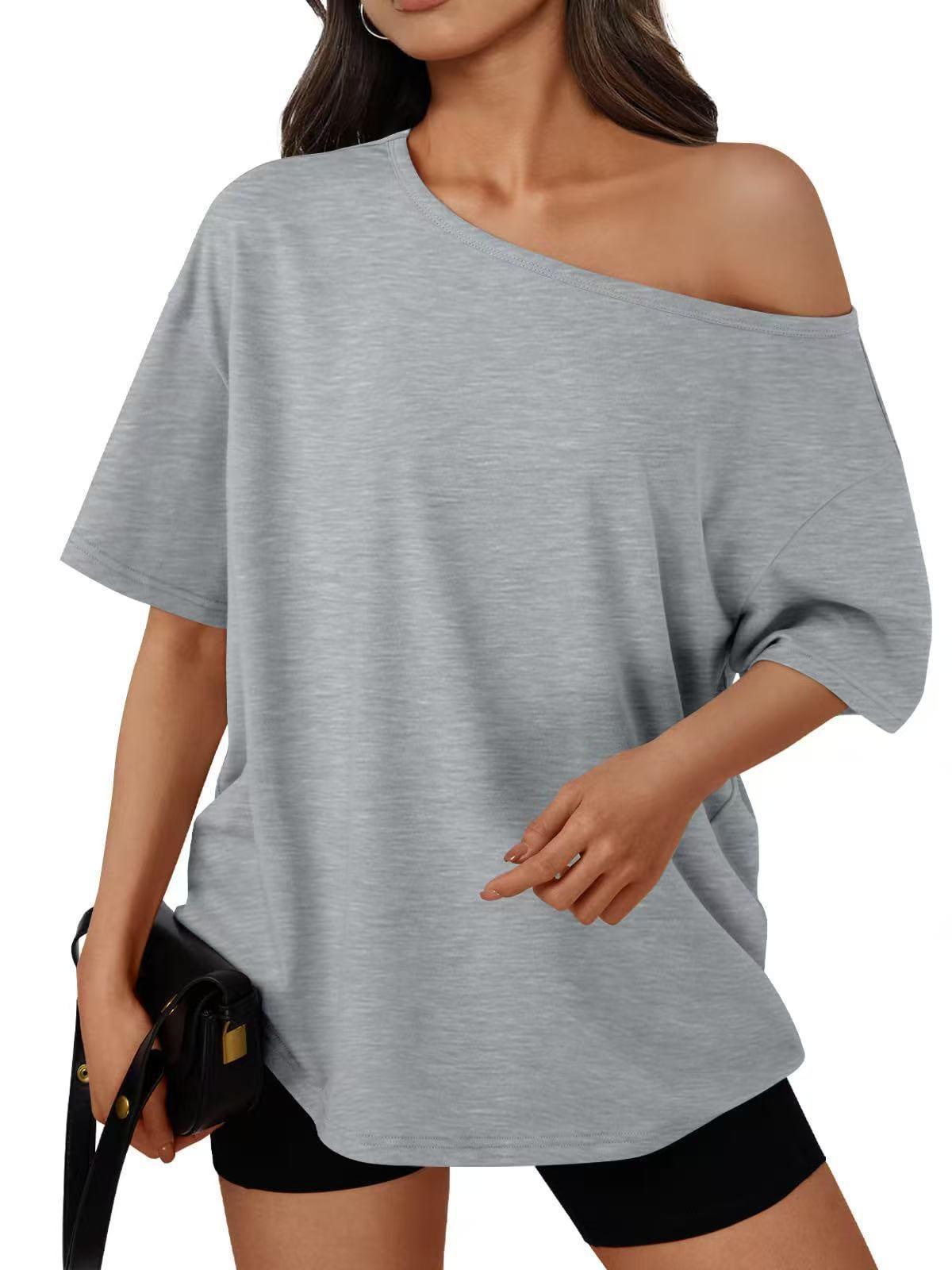 Women's Off Shoulder Short Sleeve Knit Sweater Top Trendy One Shoulder Knitted Tank Top for Spring & Summer Outfits Soft Lightweight