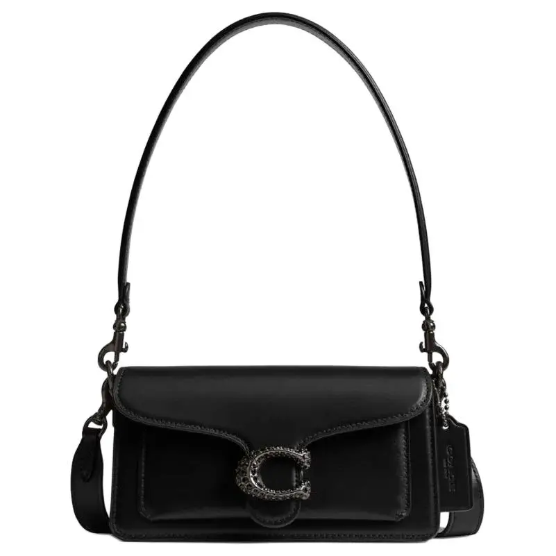 COACH Tabby 20 Small Leather Handbag with Signature Toggle Closure for Women, Black