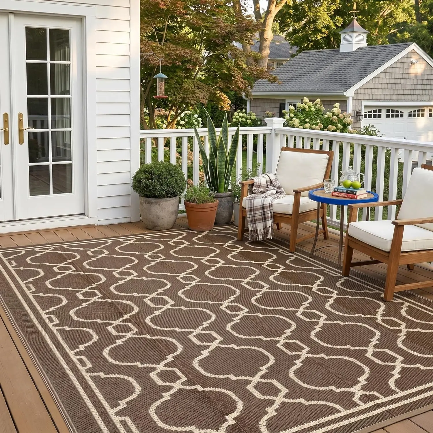 Outdoor Rug Waterproof for Patio, Foldable Reversible Plastic Straw Area Rug for Camping, RV, Balcony, Deck, Picnic, Beach