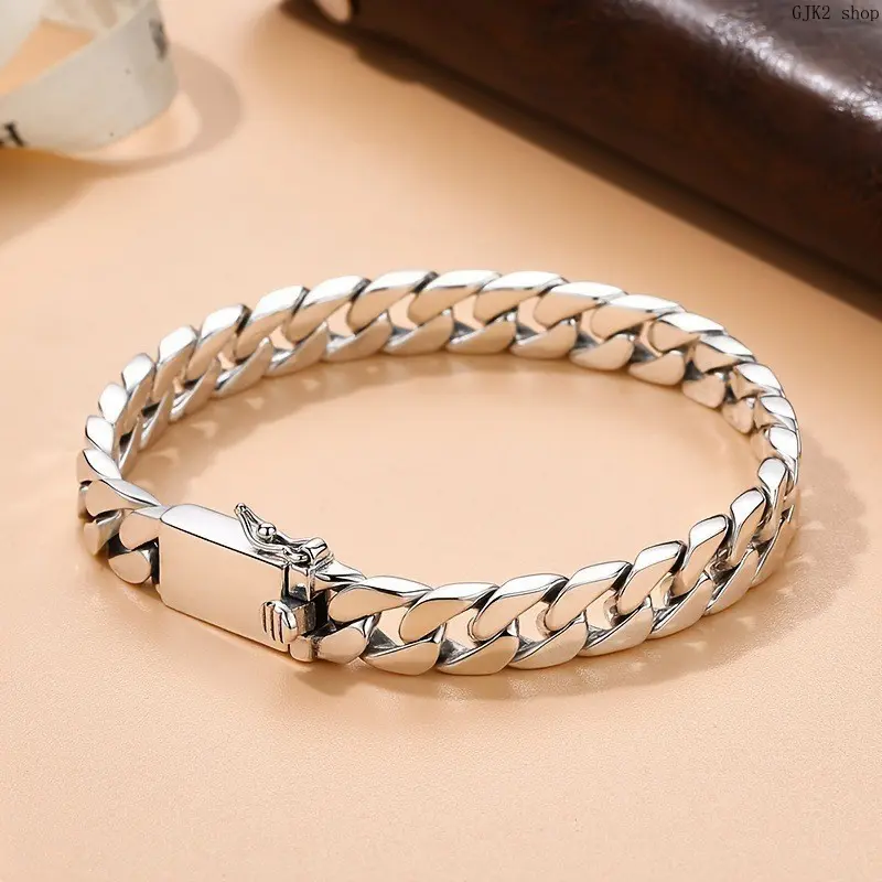 Stainless Steel Cuban Link Bracelet for Men, Classic Curb Chain Bracelet with Secure Box Clasp, Trendy Hip Hop Jewelry Gift