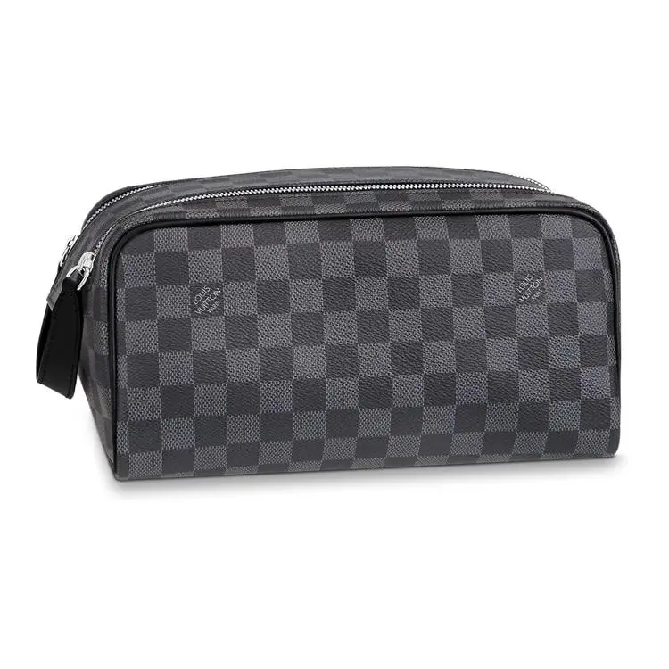 Louis Vuitton Dopp Bag for Men – Checkered Canvas and Calfskin, Black and Blue
