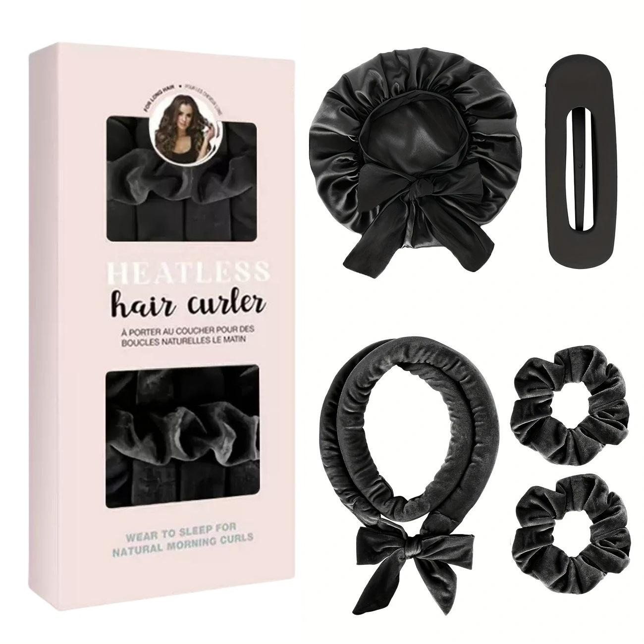 No-Heat Curler Set for Natural Sleep Curls, Simple Design Single Pack, Heatless Curling Set, Heatless Hair Curler