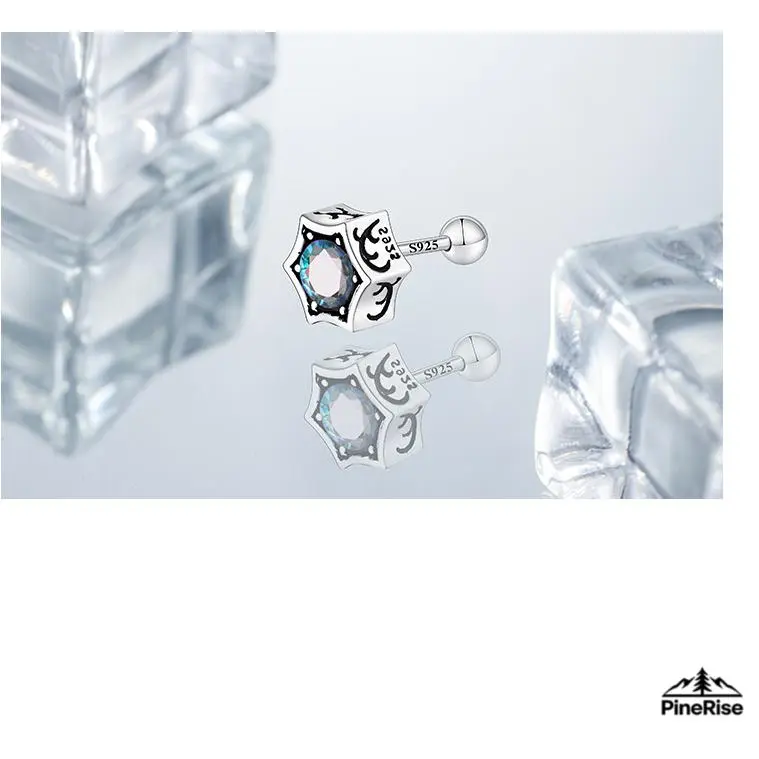 925 Sterling Silver Pin Hexagram Stud Earrings Vintage Cold Style Trendy Men Ear Jewelry Elegant Accessory For Indoor Leisure Daily Street Punk Casual Outfit Styling Matching