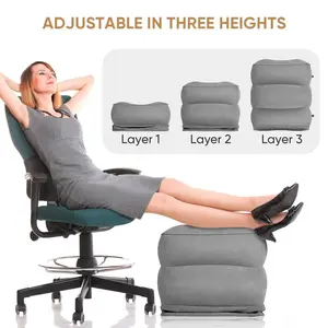 Inflatable Footrest/stool for Airplane, Train, Car, Soft PVC Material, Comfortable Leg Support, Ideal for Office Naps and RV Use