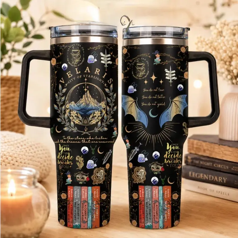 Velaris City 40oz Tumbler, Night Court Fan Tumbler, ACOTAR Fantasy Book Drinkware, Illyrian Inspired Travel Cup, Insulated Tumbler Gift