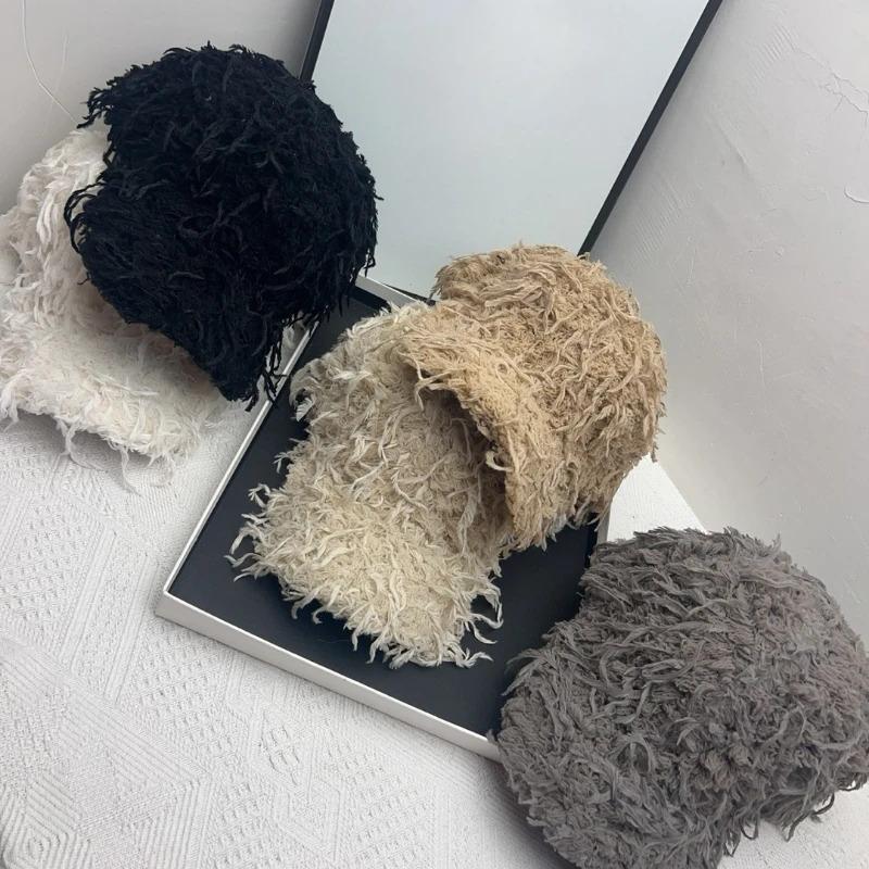 Winter Hat Women Warm Tassel Cap Lamb Wool Baseball Cap Women Men Solid Hip Hop Snapback Cap Outdoor Adjustable Warm Hat