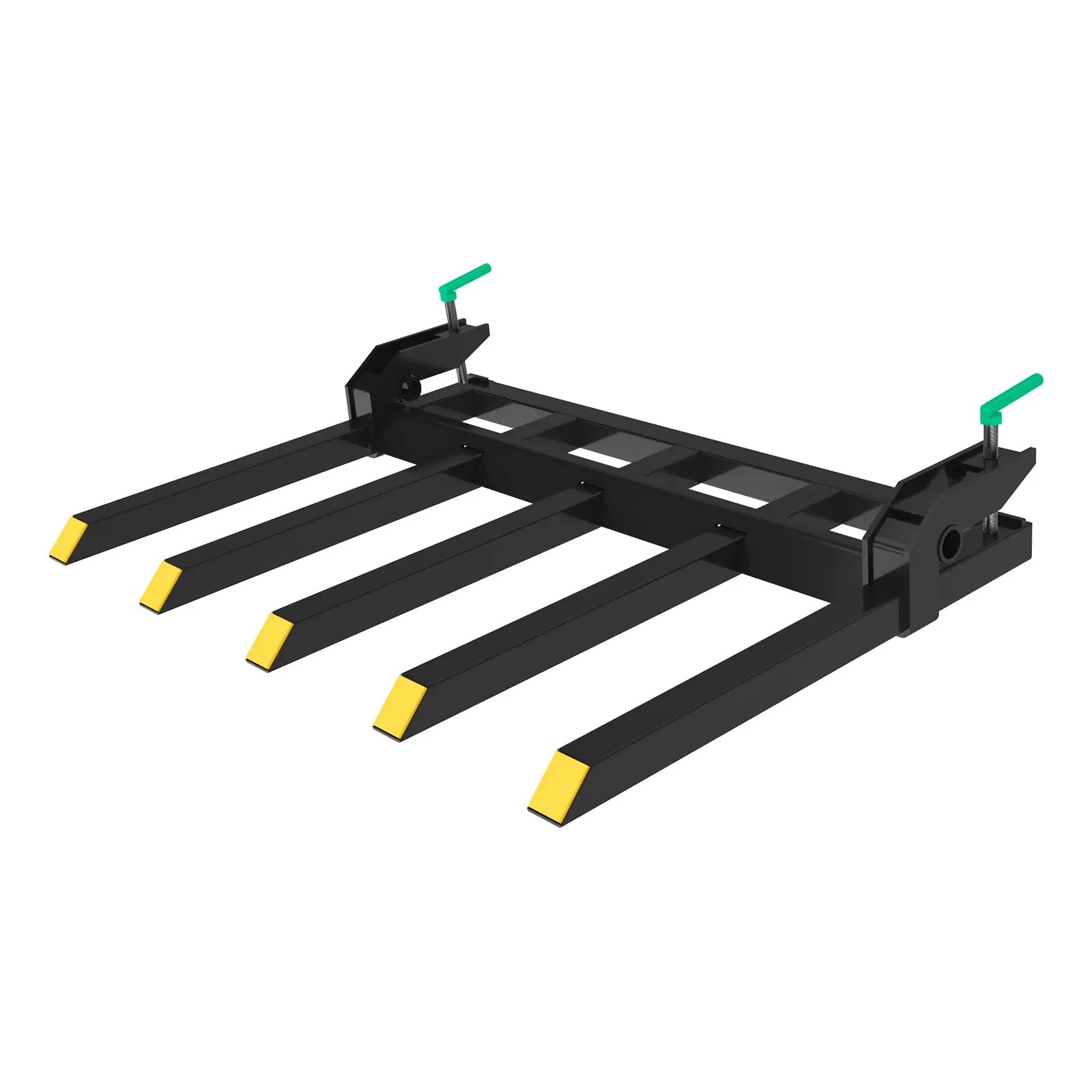 2,500 lb Clamp-On Pallet Forks – 5/6 Tines, Bolt-On Tooth Bar – Heavy Duty Debris Forks for Loader, Tractor, Skid Steer