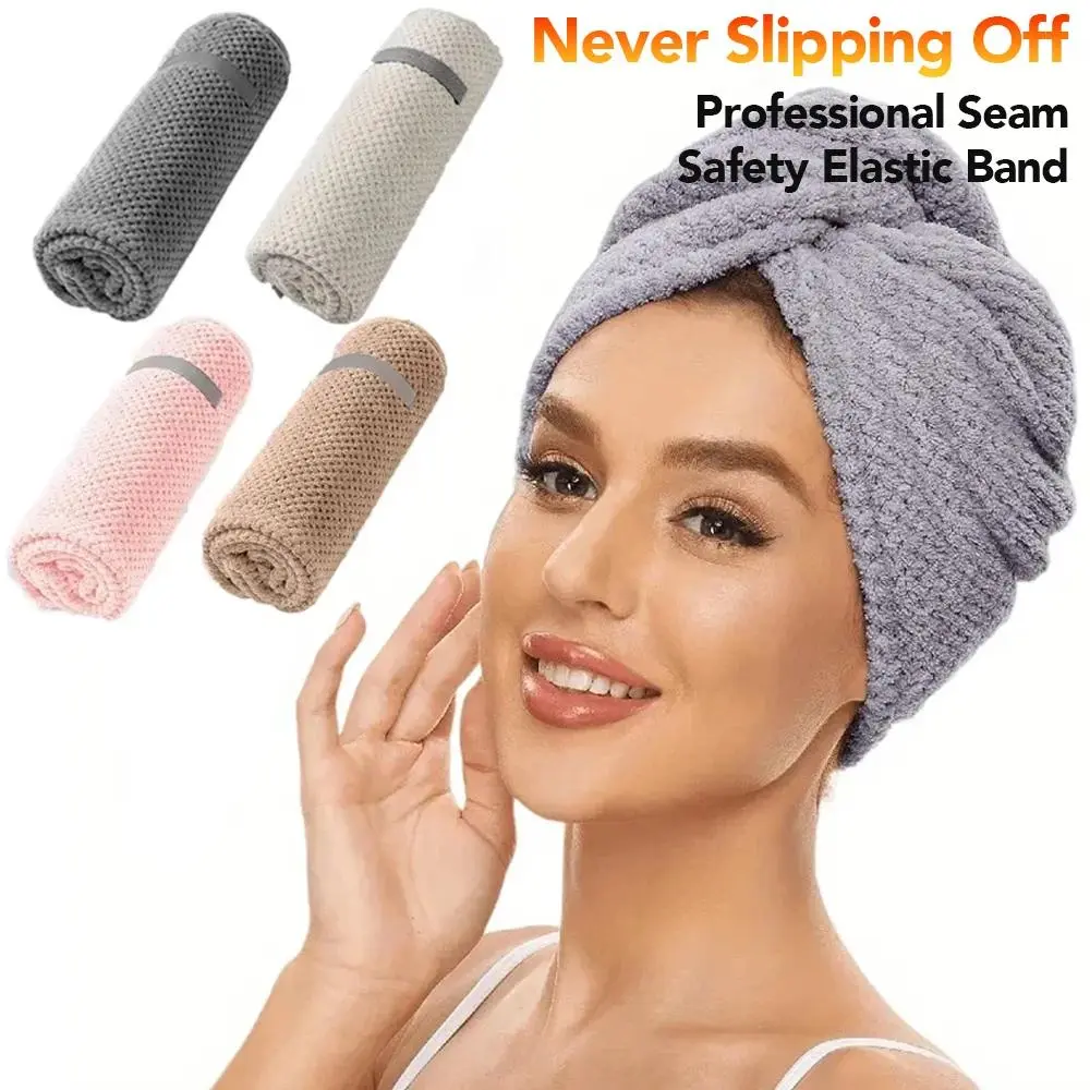 Extra Large Microfiber Hair Towel Wrap, Quick Dry Ultra Absorbent Hair Turban with Elastic Band, Soft Anti-Frizz Hair Drying Towel for Women Long Thick Curly Hair Daily Use