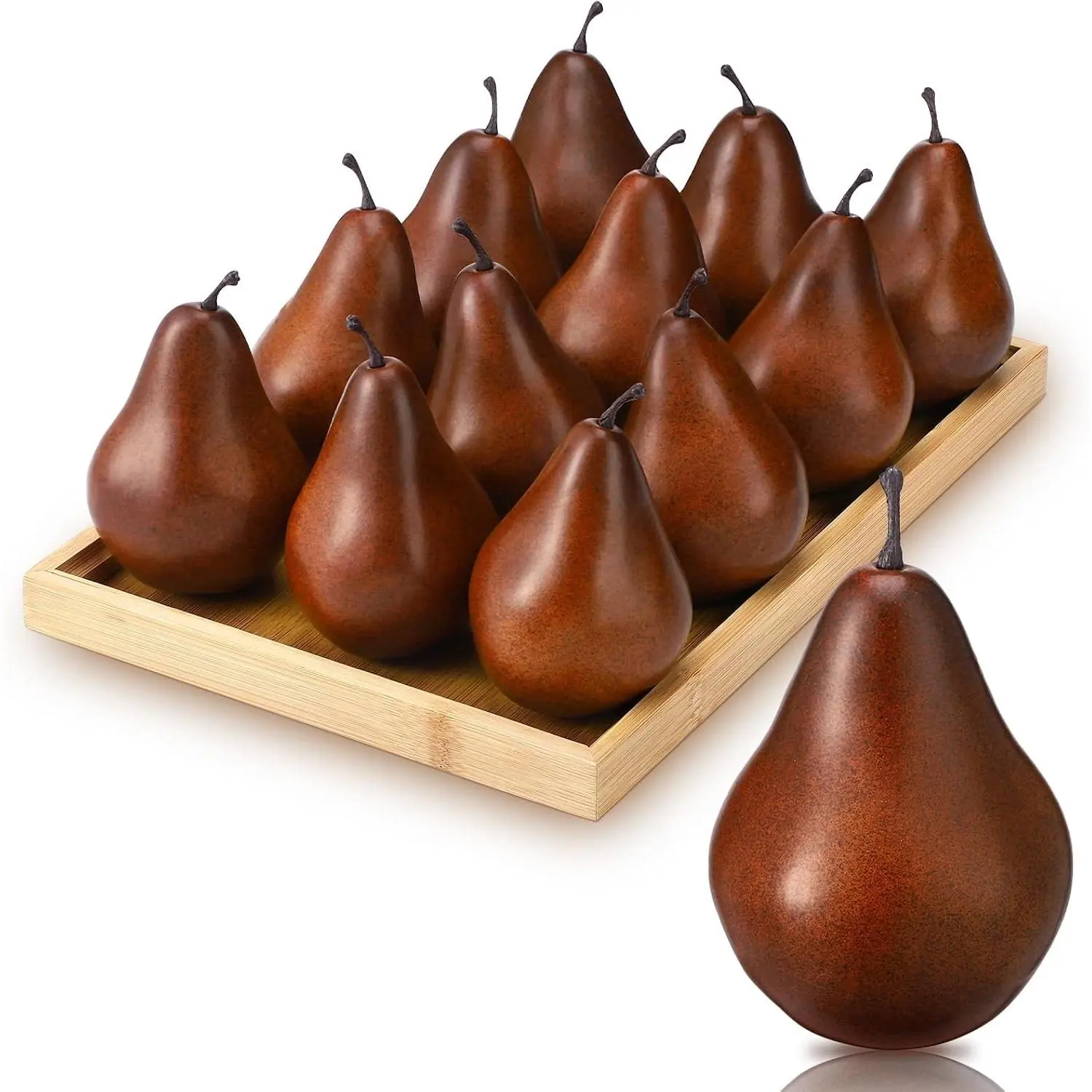 12 Pcs Artificial Fruit Fake Brown Pear Bulk Lifelike Simulation Pears Decorative Fake Fruit Decor Artificial Fruit Model for Photography Props Home Decoration Supermarket Display
