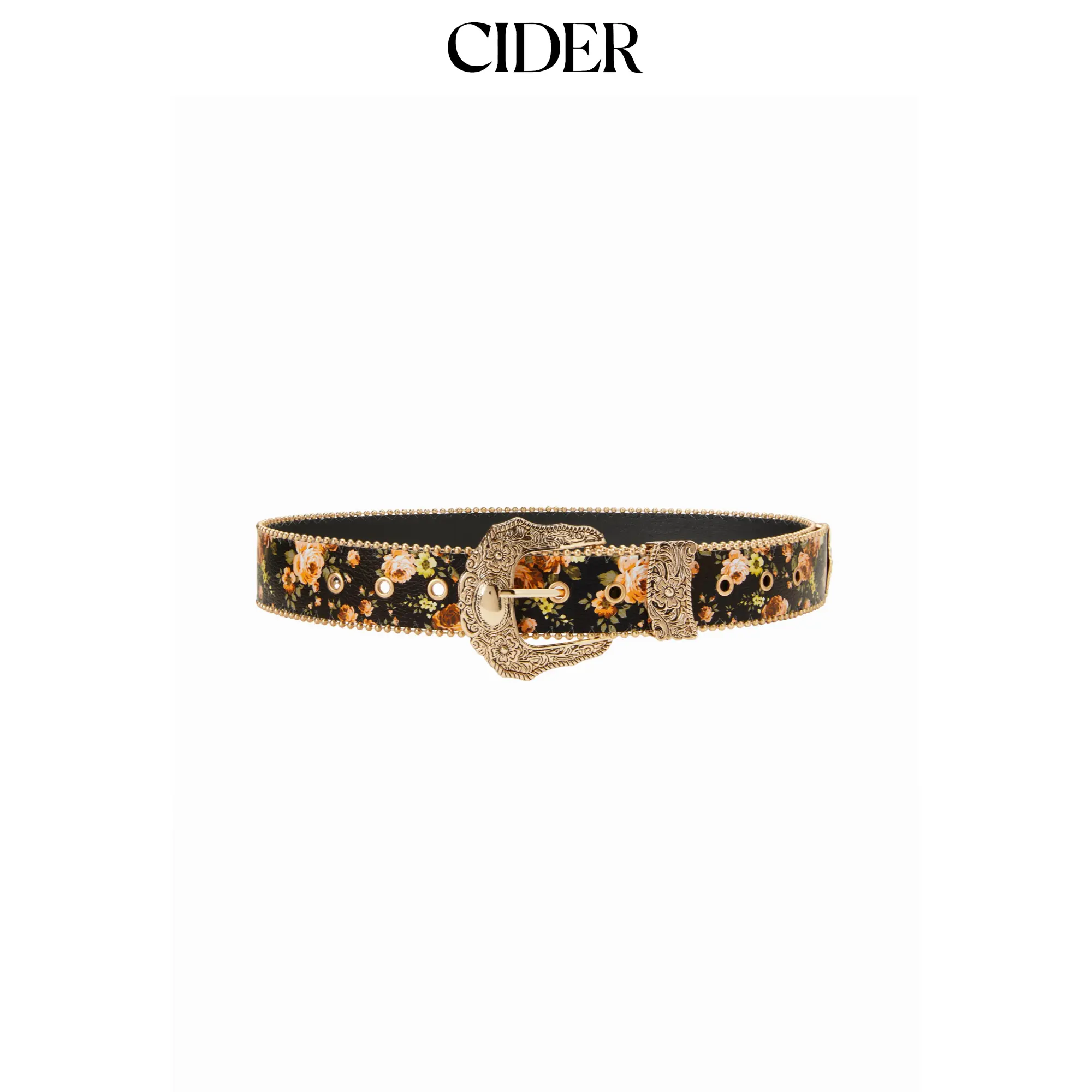 Cider FLORAL ENGRAVED BUCKLE BELT Cider FLORAL ENGRAVED BUCKLE BELT
