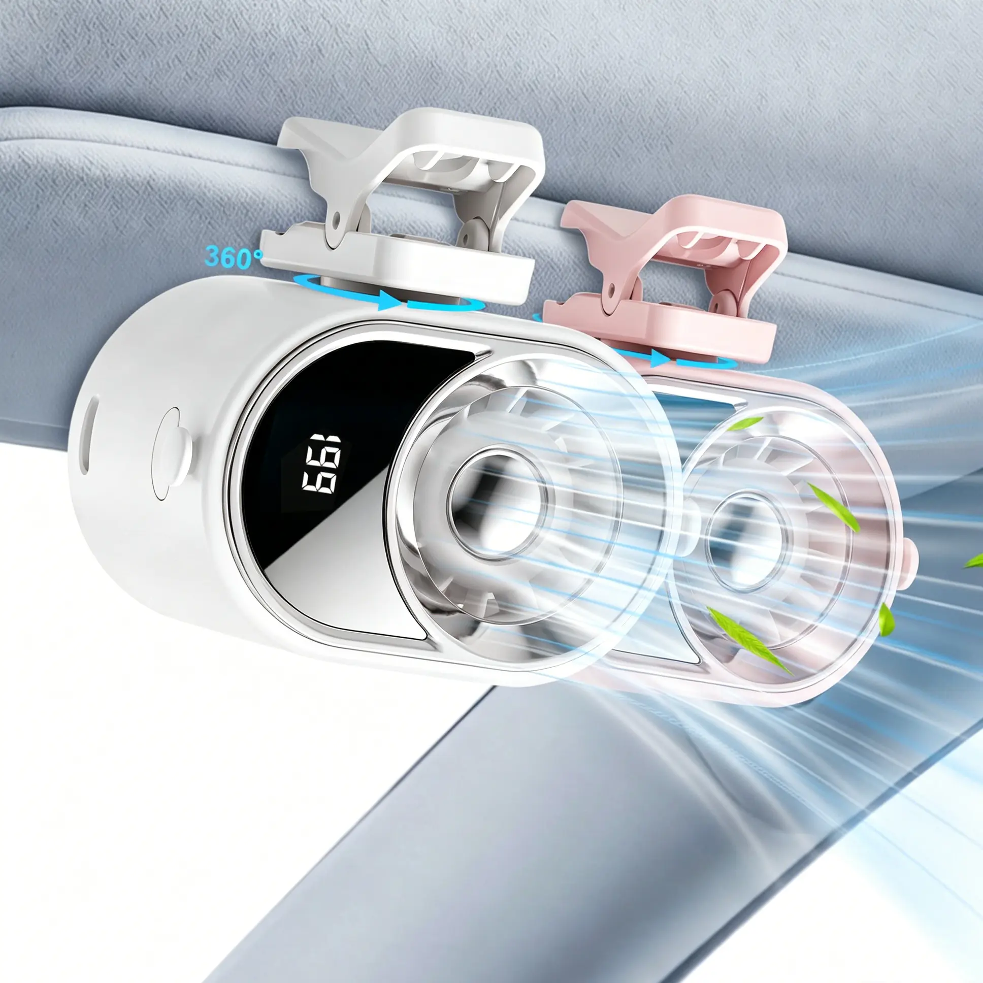 Rechargeable Mini Clip-On USB & Mobile Fan with LED Display, 360° Adjustable, 199 Speed Levels, Portable AC Car USB & Mobile Fan for Office, Travel, Rechargeable Fan, Mini Clip-On Design Usb & Mobile Fans