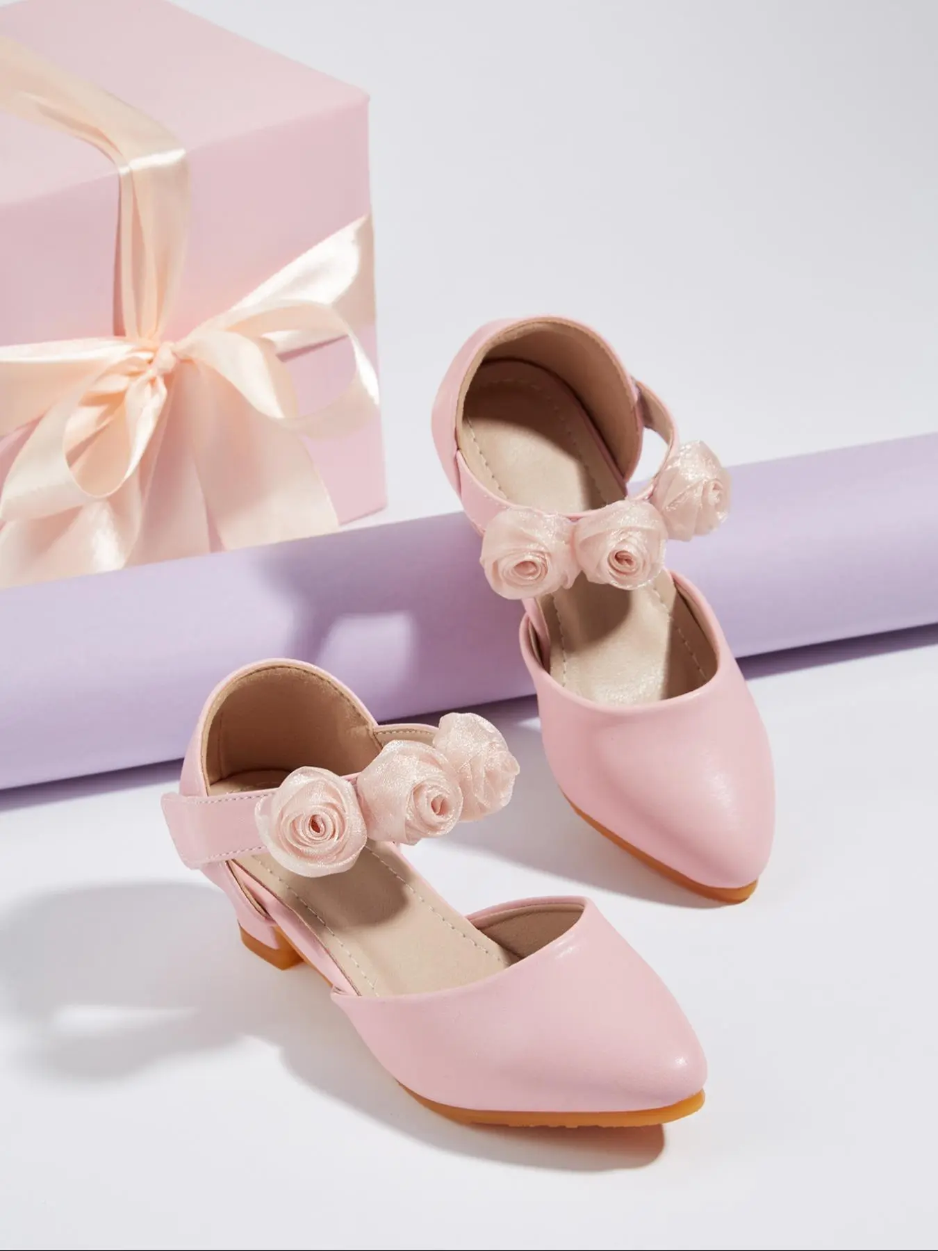 Girl's Elegant Flower Decorated Mary Janes Pumps, Cute Comfortable High Heel Shoes for Party, Daily Clothing Decor for Kids