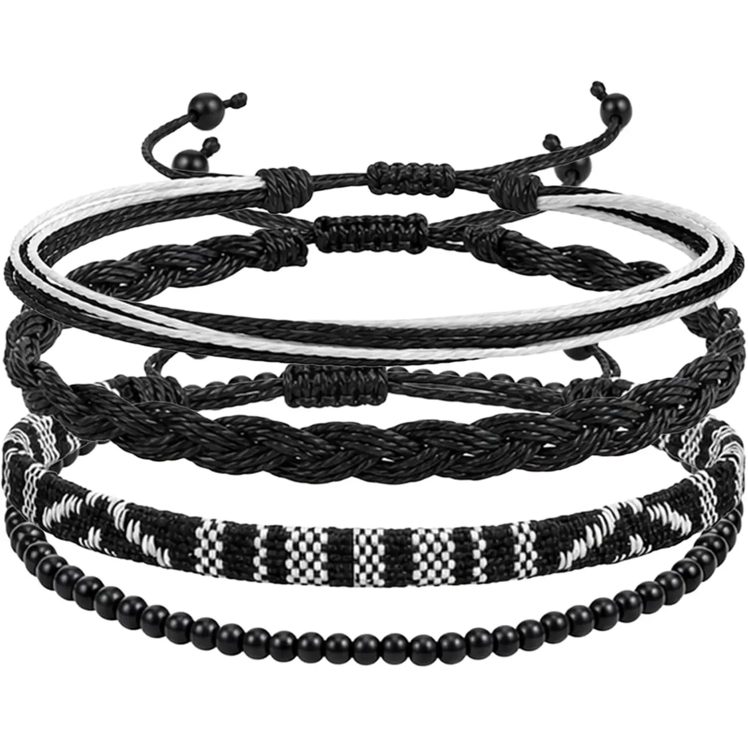 4 Pcs Black Anklet, Surfer Bracelet Anklet for Women Men