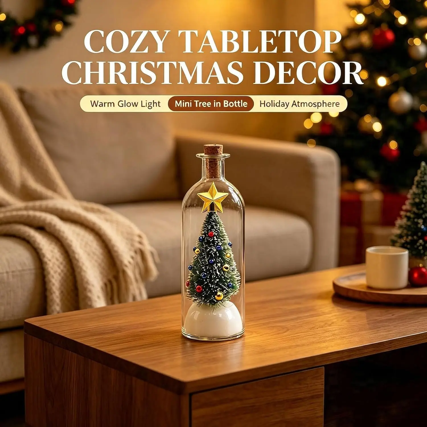 Record Your Voice in a Bottle! 8-Inch Recordable Christmas Wishing Bottle Decoration Tree, Romantic Voice Message Floatie, Heartfelt Christmas Gift