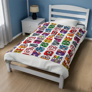 Numberblocks Velveteen Plush Blanket | 9 Color Options | 30" x 40" or 40" x 50"  or 50" x 60" or 60" x 80"