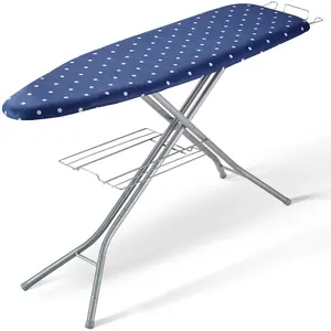VEVOR Ironing Board with Bottom Storage Tray, Thickened 4 Layers Iron Board with Heat Resistant Cover and 100 Cotton Cover, 10 Adjustable Heights Ironing Board for Home Laundry Room Use (Size 55x15)