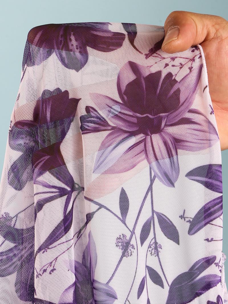 Amoyer Swimdress Swimming V Neck Women's Blue/Red/Purple/Green Print One-Piece Swimsuit and Matching Cover Skirt Set Summer Swimdress Swimming  Bathing Suit Stylish,Swimsuit Bodysuit Tops Beach Skirt 2 Piece Swimsuit Outfits