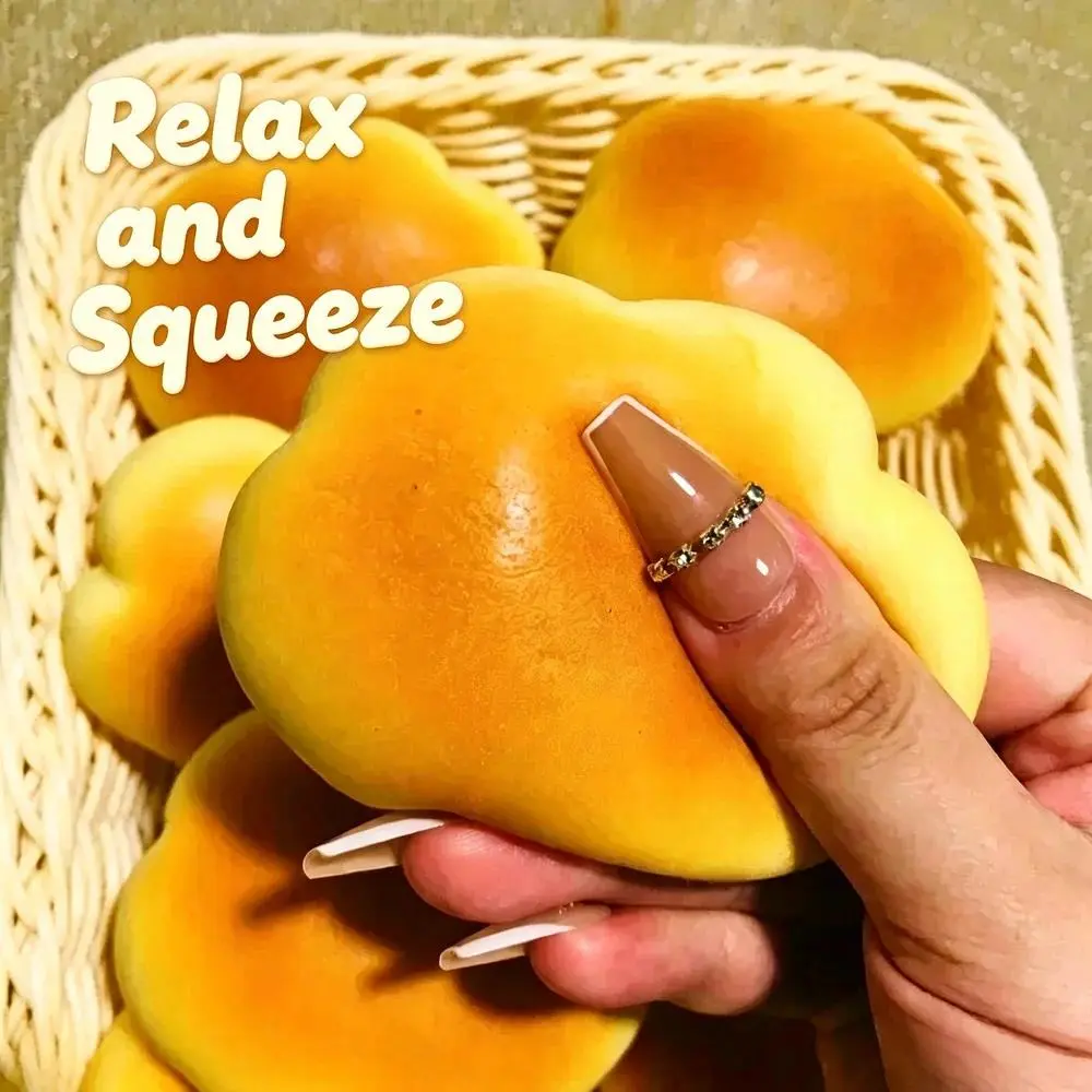 Slow Rebound Cloud Bread Squeeze Toy Stress Relief Caramel Color Pinch Decompression Toy Simulation Bread Pinch