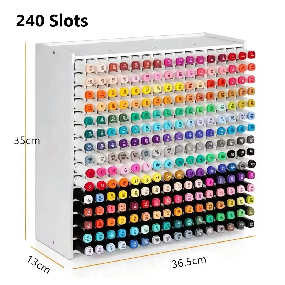 Multi-Compartment Marker Storage Rack, Wall-Mounted & Desktop Dual Use, Large Capacity Organizer for Art Supplies, Office Desk Essentials