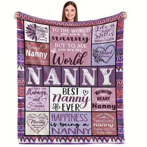 280GSM Nanny Blanket, Wrinkle-Resistant Durable Fade-Resistant Machine-Washable Throw Blanket, Ideal Christmas or Birthday Gift from Grandchildren