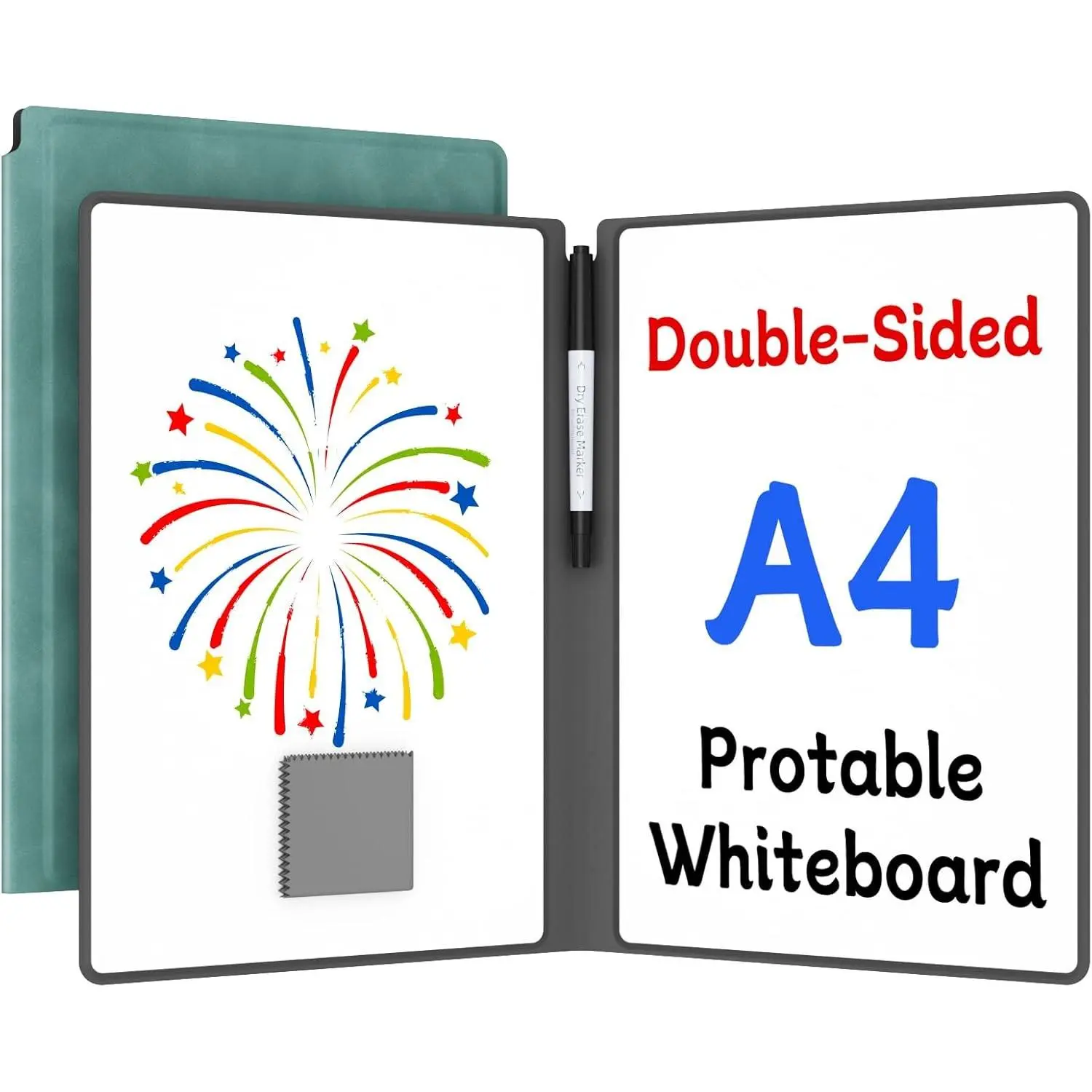 12" x 9" Portable Double-Sided Folding Small Dry Erase Board with Blue Pen