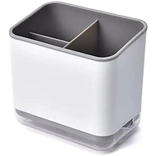 Kitchen Compartmented Utensil Holder - Lightweight Durable Synthetic Cutlery Drainer, Sink Storage Rack for Spoons, Forks, Chopsticks (Grey)