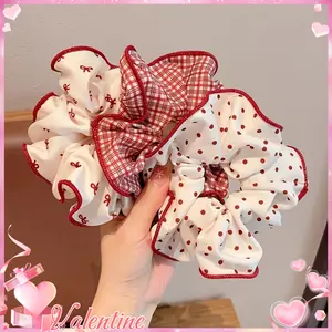 Floral Scrunchie Large Square Scarf Cute Bow Ballet Style Hair Rope Hair Accessory