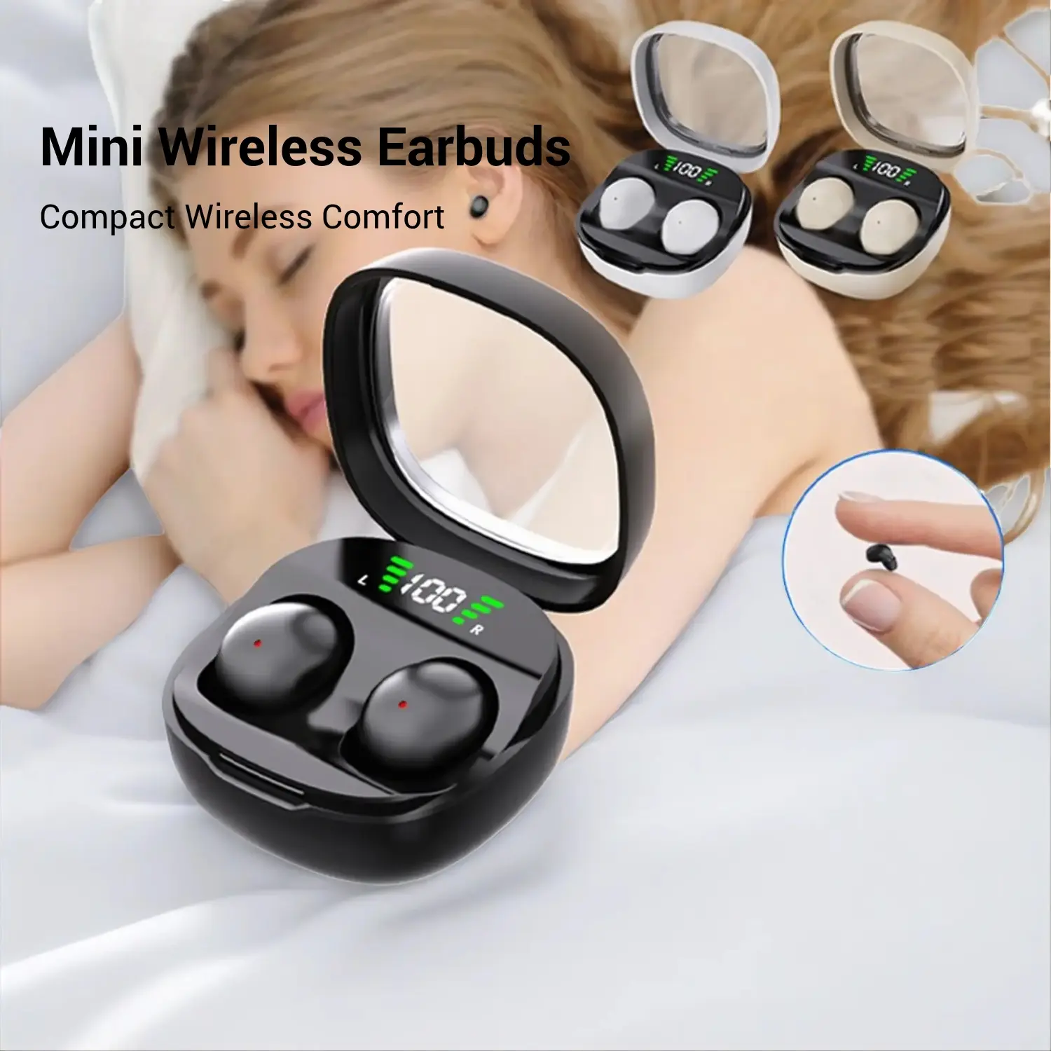 Compact Mini Wireless Earbuds, High-Quality Bass, Ideal for Sports, Sleep, Work, School, Comfortable Hidden Wear