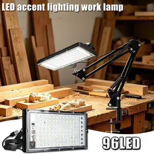 Clamp-type Foldable Machine Tool Lamp, Featuring 50/96 White LED Bulbs, an Ultra-wide-angle LED Workbench Lamp. with a Plug-and-play Button Switch and Detachable Lamp Strip for Portable Lighting. Suitable for Workshops, Offices, Machine Tools