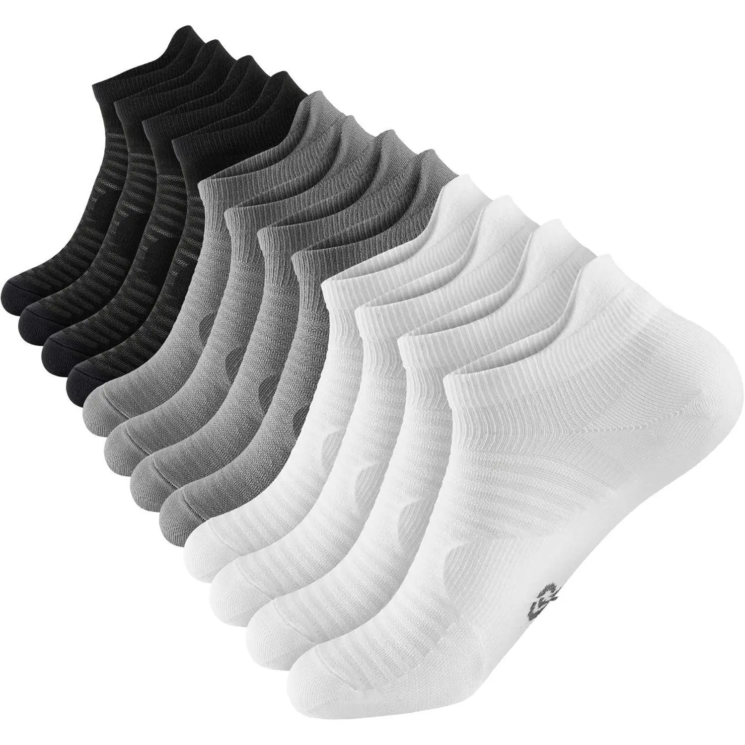 Breathable Compression Athletic Ankle Socks - Low Cut, Elastane, Cushioned, Dry, 6 Pairs for Men & Women, Multi-Sport Breathable Sports Socks for Running, Training, Sports Running Socks