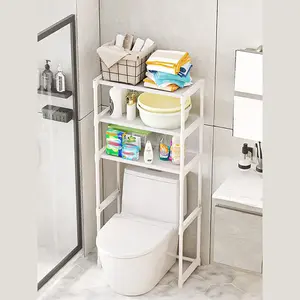 3-Tier Over The Toilet Storage Rack, Freestanding Sturdy Iron Frame Bathroom Shelf, Waterproof & Easy Assembly, Multifunctional Space-Saving Organizer for Bathroom, Laundry Room, Kitchen