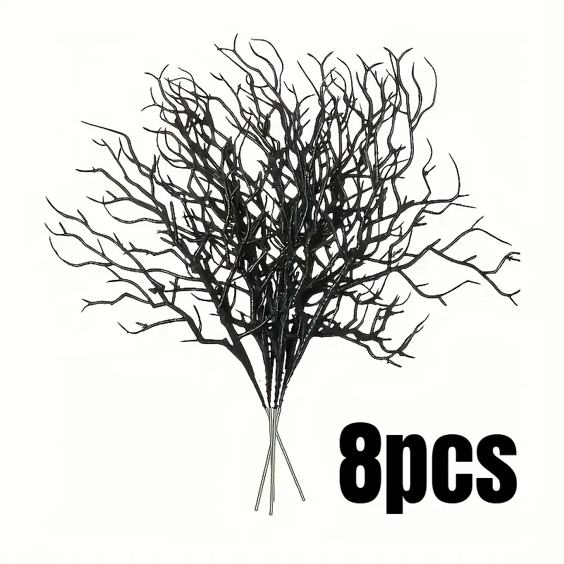 8pcs black plastic artificial antler branches | Halloween, Christmas, Easter, and home/garden decorative fake plant stems, maintenance-free, easy to use, garden decoration, Halloween decoration, natural appearance, durable decoration