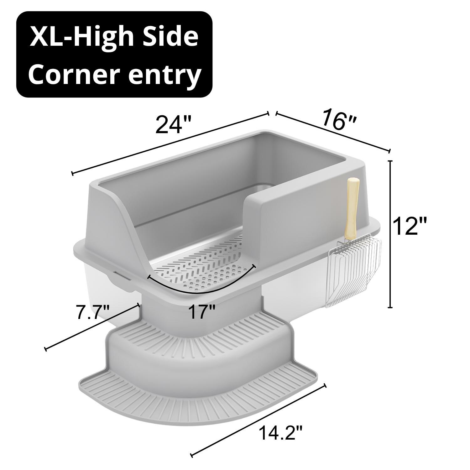 XL Stainless Steel Sifting Cat Litter Box for Pine Pellets, XXL Stainless Steel Pine Litter Box, Bunny Litter Box, High Sides