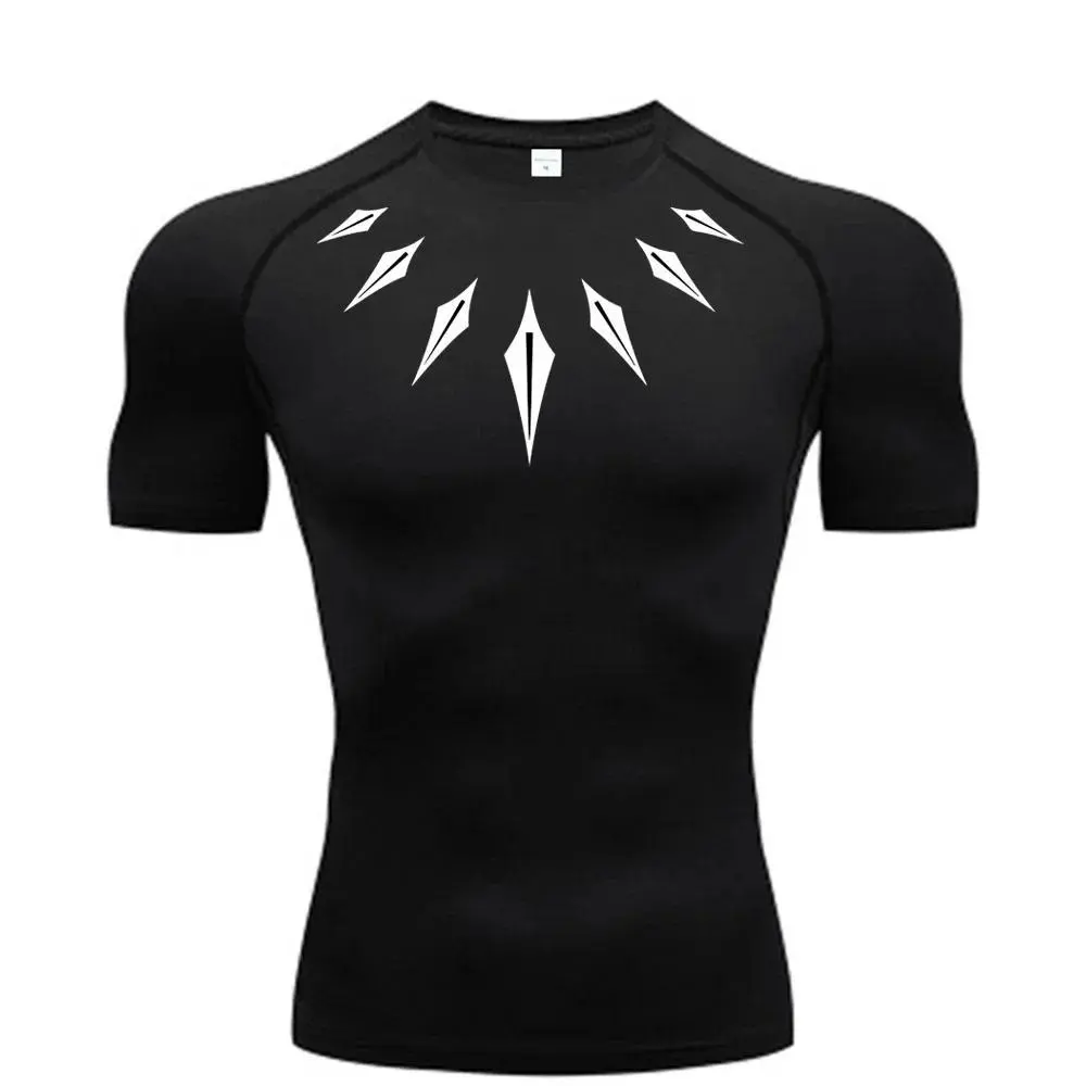 Summer Short Sleeve Anime Men's Compression Tee Shirt Fitness Sport Running Tight Gym T-shirts Athletic Workout Quick Dry Tops