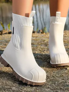 Women's Chelsea Boots, Elastic Thick Sole, Slip-On Design, Comfortable Soft Bottom, Waterproof, Fashionable Daily Shoes, Casual Choice