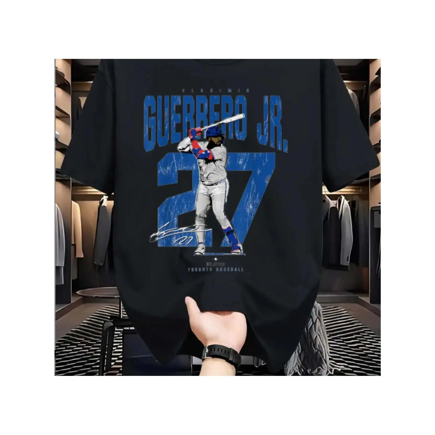 Toronto Baseball Graphic T-Shirt - Blue And White Signature Design, Unisex Regular Fit Short Sleeve T-Shirt, Casual Streetwear, Suitable for All Seasons Sports Leisure Shirt |   Durable Casual Clothing, Plus Size