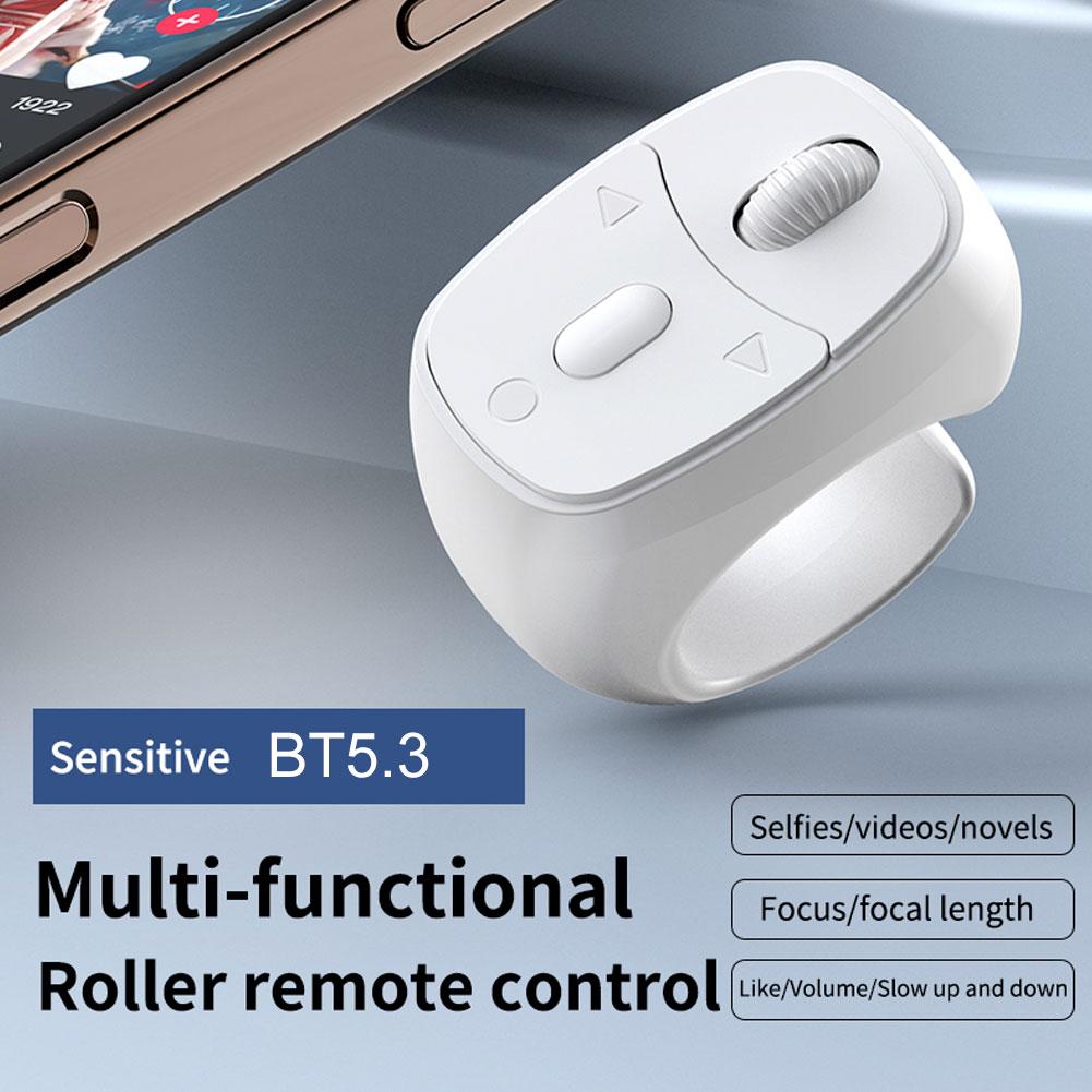 Wireless Bluetooth Remote Control Video Scrolling Ring Page Turner Rechargeable Scrolling Rings Ver. 5.3 BLE Class II 10m Range Type-C Charge 12hr Battery Life