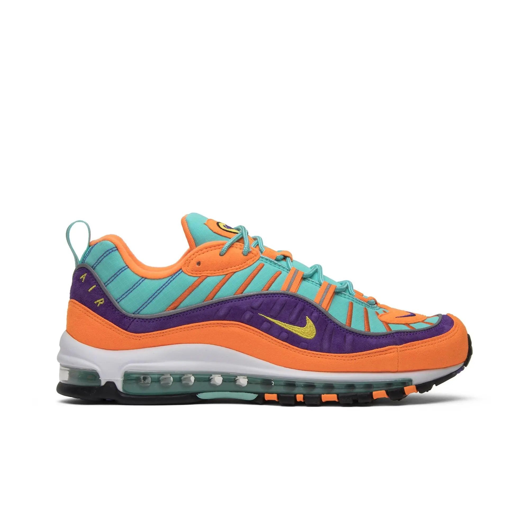 Nike Air Max 98 QS 'Cone' (Unisex) Cone/Tour Yellow-Hyper Grape running shoes 924462 800