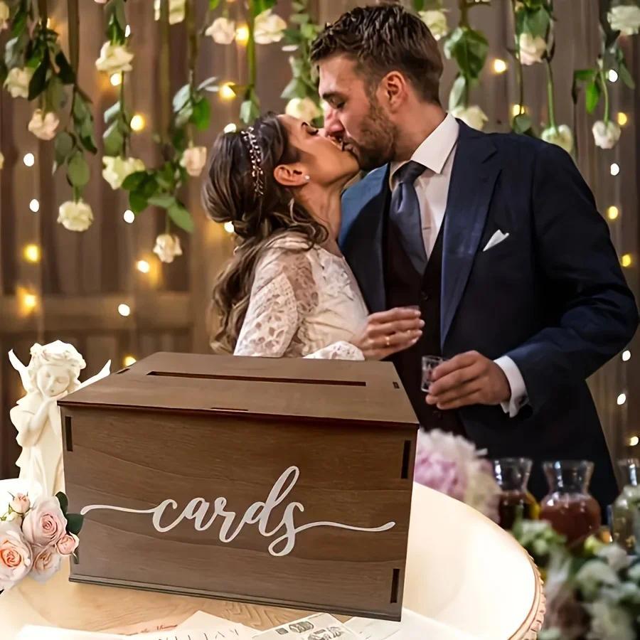 wedding card box, wooden party card box-for wedding banquet wedding invitation storage box wedding decoration ornaments, Valentine's Day, Mother's Day card storage, money box decoration