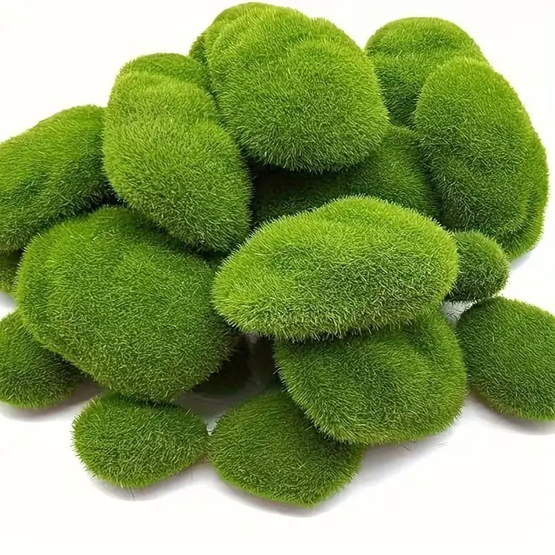 30pcs Artificial Moss Stones, Moss Covered Rocks, Fake Moss Ball Decorations, Garden Floral Art, Outdoor Decoration