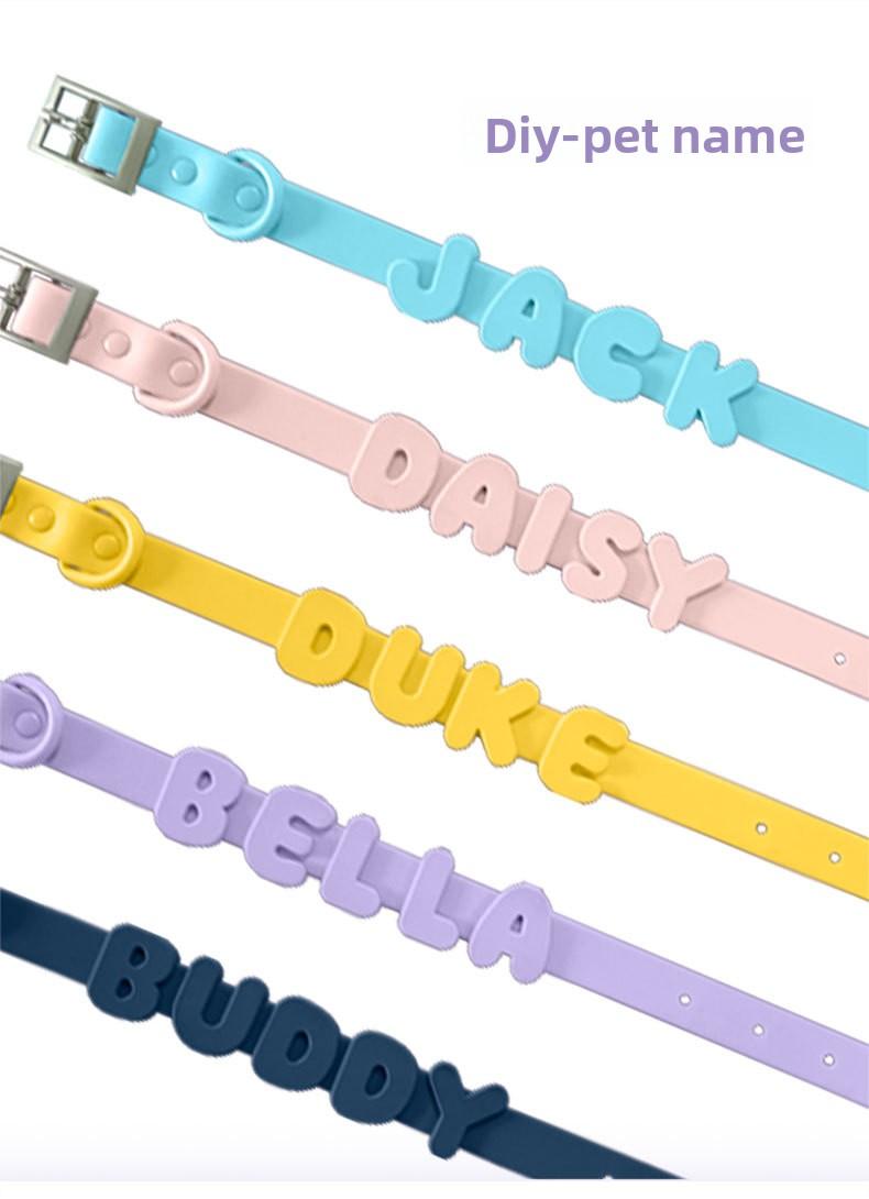 Silicone Dog Collar Pet Name DIY 26 Letters Cartoon Silicone Beads Cat Pet Collar