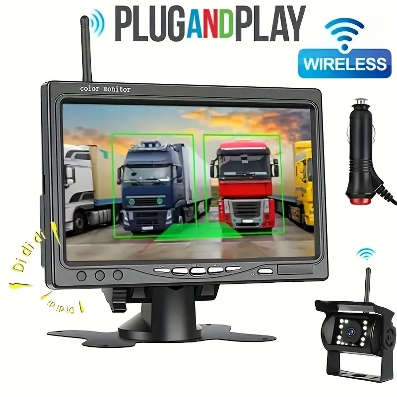 Ahd 7 Inch Truck Wireless Backup Camera System, Reverse Camera, 1080P HD Camera + Monitor, Compatible with Trucks and Rvs