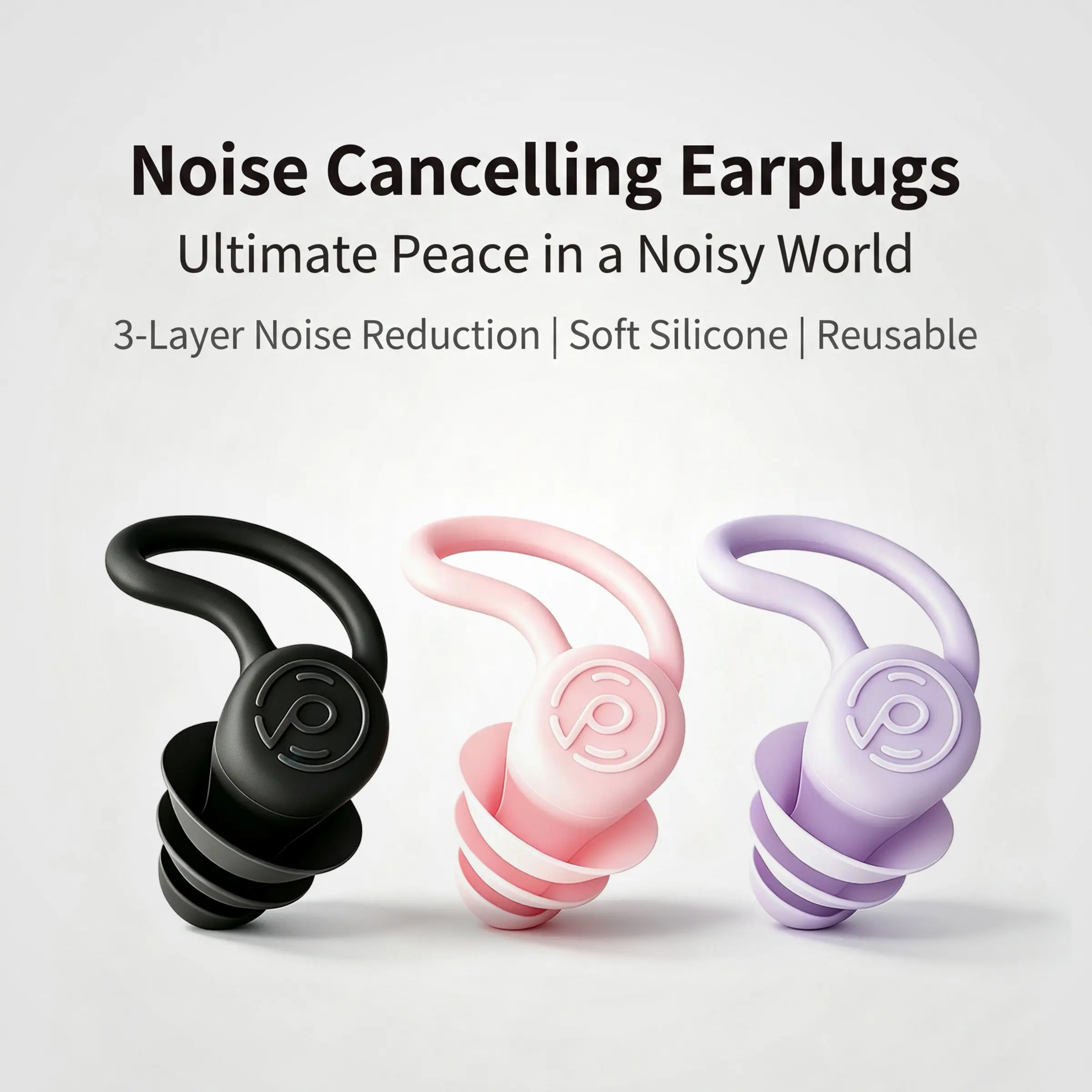 Reusable Silicone Noise Cancelling Earplugs, 3-Layer Noise Reduction, Soft Comfortable for Sleep, Study, Travel, Concert, Noise Sensitivity
