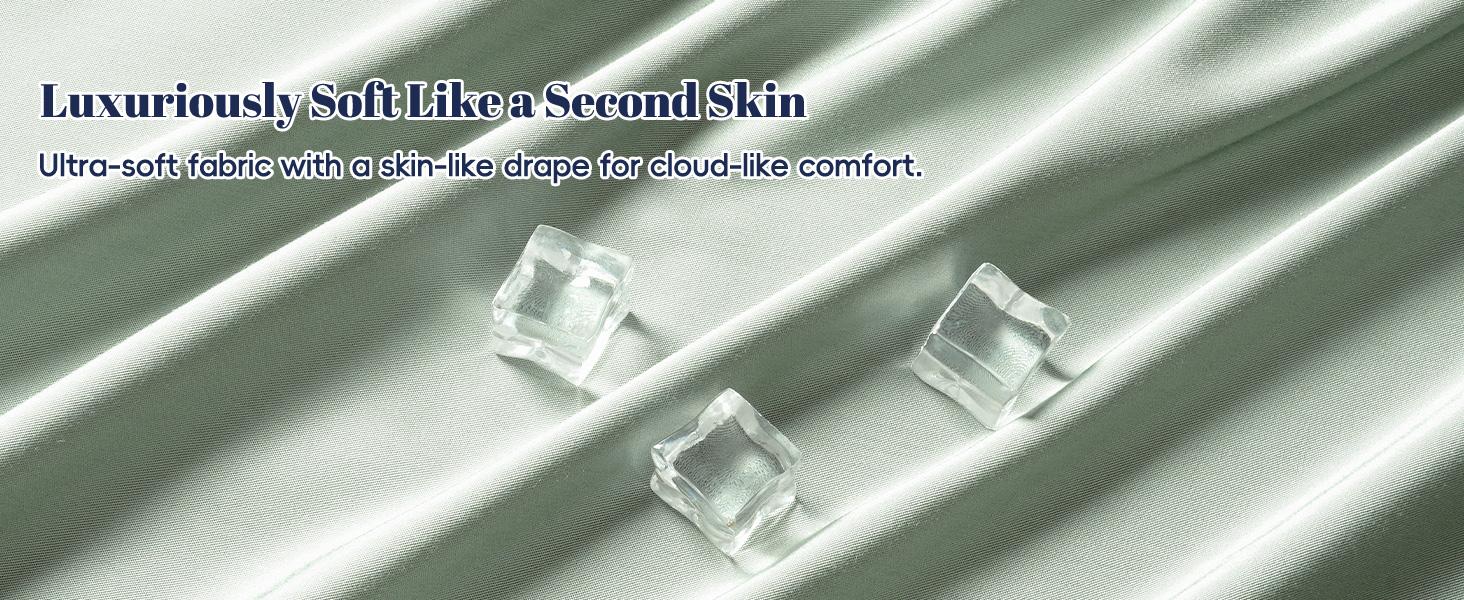 PHF 6PCS 100% Rayon Derived from Bamboo_ Sheets Set Queen Size, Cooling Sheets for Hot Sleepers, Wider Elastic Band & 16" Deep, Luxury Soft Breathable Bedding Set & Pillowcase, Natural