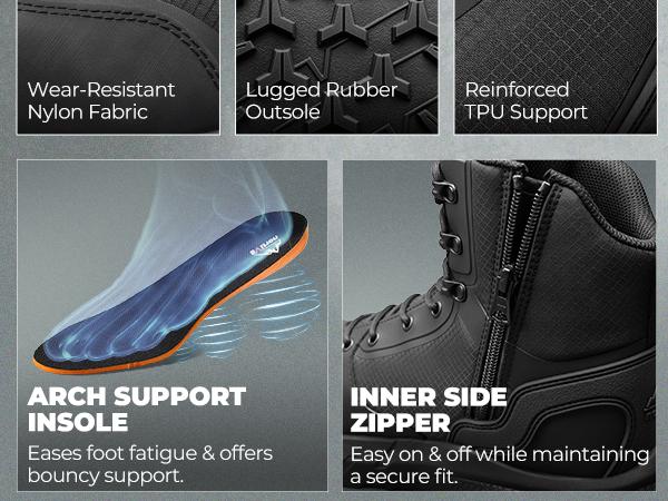 【Nano Composite Toe】NORTIV 8 Men's Composite Toe Work Boots 8'' ASTM F2413-18 Safety Boots with Side Zipper for Construction & Warehouse Metrostrike-Nano Black All Seasons Round Toe Laces Closure - Worker Closed Footwear