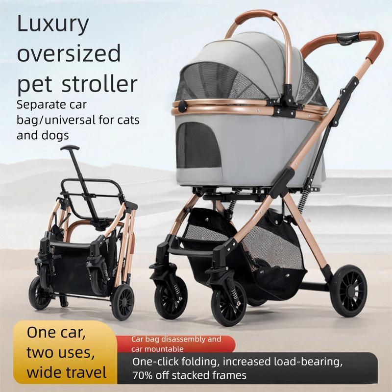 Pawzseek 3 in 1 Folding Pet Dog Stroller with Detachable Carrier Multifunctional Jogger Stroller for Small Medium Dogs Cats W Rear Brake Storage Basket Luxury Oversized Pet Stroller Multi-directional Ventilation Breathable Odor-free Design Foldable