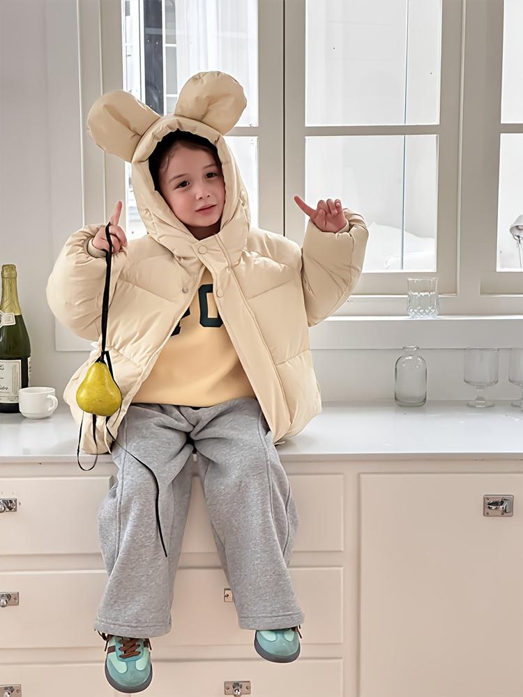 Girls' Winter Coat - Thickened Cold Weather Jacket with Hood, Easy Button Front Closure, Warm Outerwear for & Little Girls, Cute Everyday & Special Occasion Outfit (Birthday/Party) - Cozy Winter Clothing, Winter Jacket, Kids Party Wear, Playful Kids Fashi